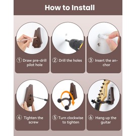 OTraki Guitar Wall Mount 2 Pack, Guitar Hanger Wall Hook Holder Stand Bracket Auto Lock with Screws Instrument Support for Electric Acoustic Guitar Bass Ukulele (Brown)