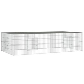 vidaXL Rabbit Cage/Animal Playpen-Outdoor Pet Enclosure/Galvanized Iron - Silver, 86.6"x43.3"x21.7", Spacious & Ventilated Design