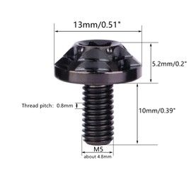 UHDFBDHF 4Pcs Titanium M5x10 15 20mm Torx Head Bolt T30 Screw for Bicycle Motorcycle (Black, M5x10mm)
