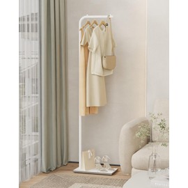 YheenLf Metal Coat Rack, Stable Clothes Rack with Rock Base, Suitable For Bedroom, Hallway, Entrance, Office, For Hats, Coats, Scarves, 70.8 Inches High, White