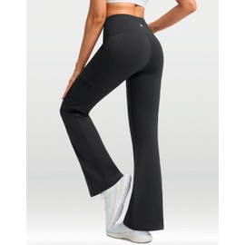 G Gradual Women's Fleece Lined Pants Water Resistant Winter Thermal Flare Leggings Hiking Snow Pants for Women 4 Pockets(Dark Gray 31-XXL-New)