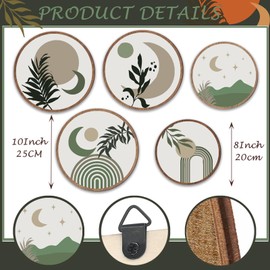 ONIZHITY 5 Pcs Boho Wall Decor Wooden Boho Living Room Wall Art Geometric Bathroom Hanging Decor Farmhouse Green Decor with 10'' and 8'' Minimalist Bohemain Wall Art for Bedroom Apartment Home(Green)