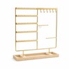 Metal Jewelry Organizer Stand with Wooden Tray, Multi-Tier Earring, Necklace,