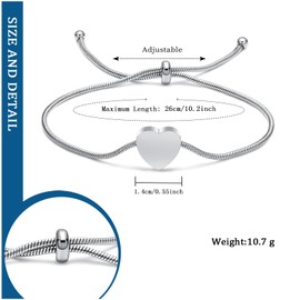 constantlife Cremation Jewelry Memorial Urn Bracelet for Ashes - Stainless Steel Cable Cuff Adjustable Love Heart Pendant Bangle Keepsake (Z-Silver)