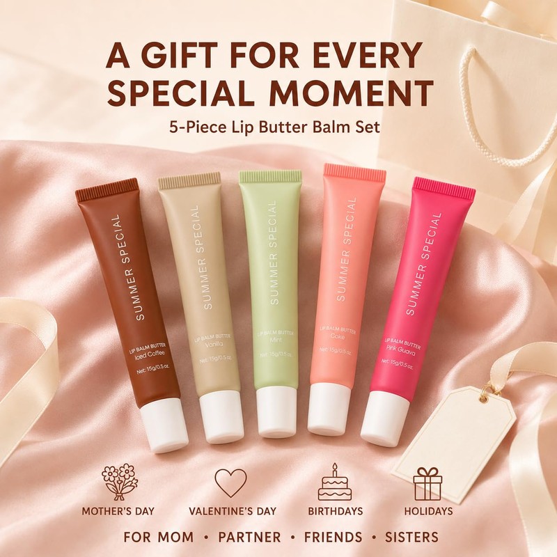 5 Pack Summer Special Lip Balm Butter Set, Tinted Lip
