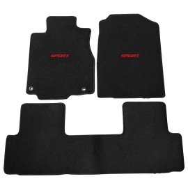 Unbranded Fit For 12-16 Honda CRV Black Nylon Floor Mat Car Carpet Front Rear w/ Red Sport