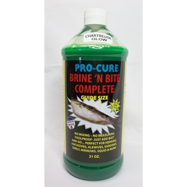 Pro-Cure Brine 'N Bite Complete Bait Brine, Chartreuse Glow, 31 Ounce