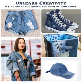 Iron on Patches for Jeans - 10 PCS Denim Repair Patches for Inside Jeans 3.8"x4.9" Iron on Repair Decoration Kit for Clothes Blue Jean Patch for Ripped Clothing