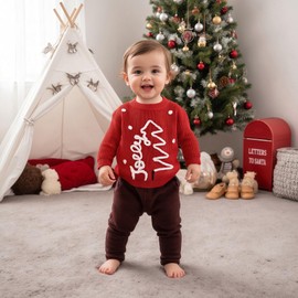 Baby Girl Boy Christmas Outfit Tree Long Sleeve Knit Sweater Toddler Infant Newborn Kids Sweatshirt Pullover (Red, 6-9 Months)
