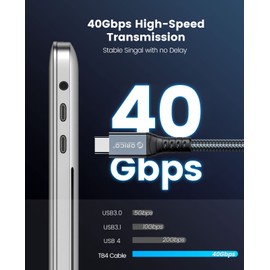 ORICO Thunderbolt 4 Cable, USB4 Cable Supports Compatible with Thunderbolt 3 with PD 100W (20V/5A), 40Gb data transmission, 8k@60Hz (Two Displays 4k@60Hz) for Phones, Tablets and Laptops(0.3M)