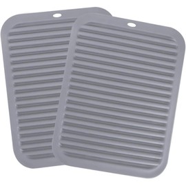 Set mit 2 großen Silikon-Untersetzern, Tischsets, Platzsets, Topflappen, Hot Pad, silikonisolierte Tischmatte, flexibel, langlebig, hitzebeständig, rechteckig – 23 x 30 cm (2 STÜCKE，Grau)