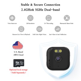 ANYQOO 3MP 2K Window Camera, Indoor/Outdoor Window Security Camera for Home, ChroMax AI Color Night Vision,Motion Detection, 2.4GHz & 5GHz WiFi, 24/7 Recording, Easy Install (2Pack)