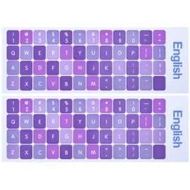 2 Pcs English Keyboard Letter Stickers,Universal English Computer Keyboard Replacement Stickers English Keyboard Pink Purple Lettering,Non Transparent (English-Omber Purple)