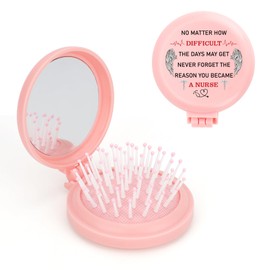 Folding Hair Brush Nurses Week Gifts Graduation Stocking Stuffers Christmas Thank You Birthday Mothers Day Valentines Day Womens Day Thanksgiving Day Gift for Nurse Present for Best Nurse Gifts Idea