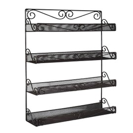 AMT 4 Tier Nail Rack, Pack Metal Wall Mount Organizer,Young Living Essential Oils Organizer, Pantry Cabinet Door Shelf Storage.Hanging Display for Spice Jars, Sauces, Herbs, Nail Polish, Cosmetic Beauty Bottles