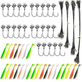 Armastuse Armastuse 90 Pieces Artificial Lures for Salt and Freshwater Fish, Tungsten Jig Heads, Lead-Free Jig Hook Set, for Rubber Fish & Rubber Baits, for Fishing for Perch, Zander & Pike