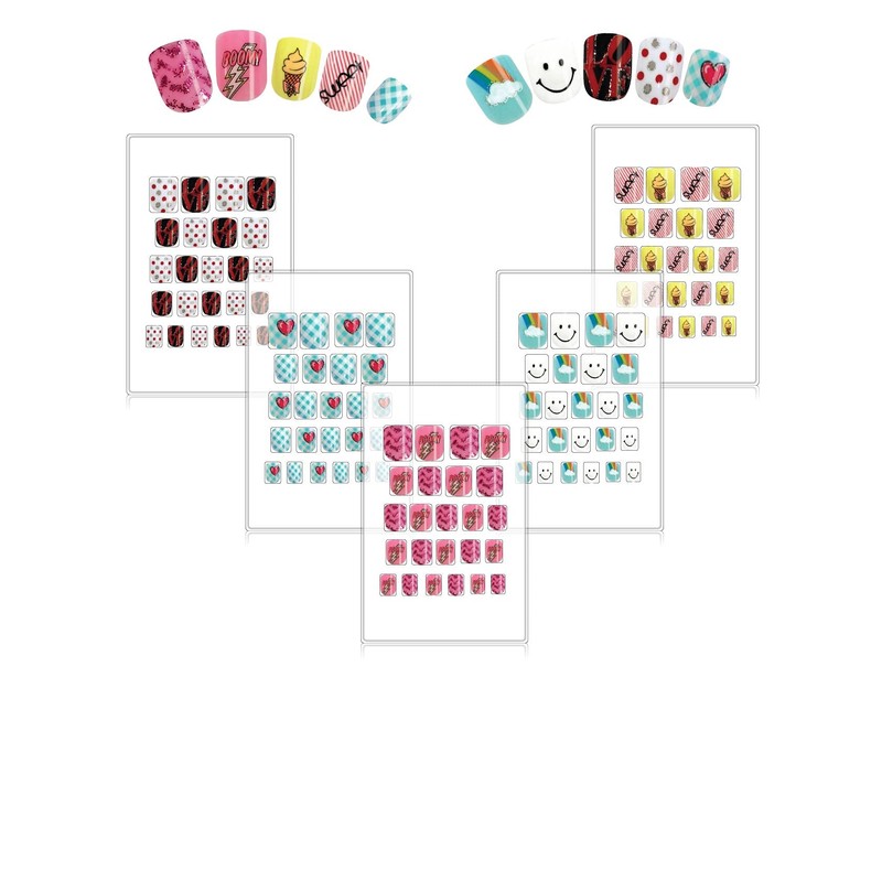 MayQueen 120 PCS 5 Pack Children Acrylic Press On Pre-Glued
