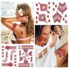 HOWAF 9 Sheets Brown Red Temporary Tattoos for Women, Waterproof