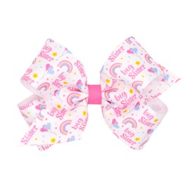 Wee Ones Girls' Grosgrain Printed Hair Bow with Pink Wrap, Big Sister, Medium