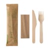VEPATIM 50 Einweg Holzbesteck Set Messer Gabel Serviette natur einzeln