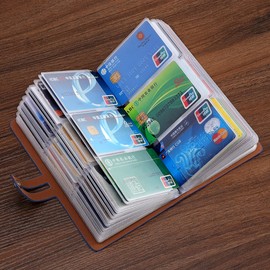 Leather Business Card Organizer, RFID Blocking Credit Card Holder, Professional Business Card Holder and Name Card Book, Credit Card Protector - Holds 96 Cards, Blue,1