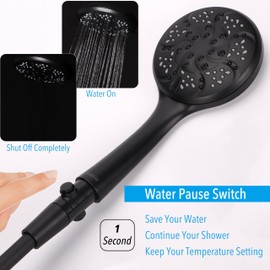 RV Shower Head with Hose, High Pressure 7-Mode RV Shower Head Replacement for RV, Camper, Van, Travel Trailer, Motorhome and Boat, Matte Black Finish