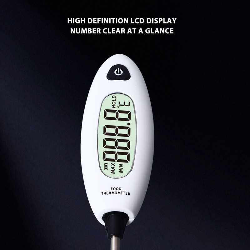 Food Thermometer Digital LCD Display Stainless Steel Probe for Home