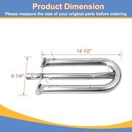 Derurizy 12461 Stainless Steel Grill Burner Tube Replacement for American Outdoor 24NB, 24NG, 24NP, 24PC, 30NB, 30PC, 36NB, 36PC Gas Grill Models, 14 1/2" x 6 1/4", 3 Pack