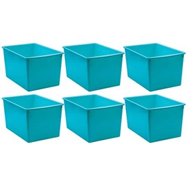Teacher Created Resources Plastic Multi-Purpose Bin, Teal, Pack of 6