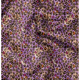 Soimoi Purple Moss Georgette Fabric Leopard Animal Skin Printed Fabric 1 metre 42 Inch Wide