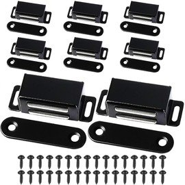 8 Pcs Magnet Door Catch, Magnetic Catches for Cupboards, Magnetic Cupboard Catches, Magnetic Cupboard Locks, Door Magnet for Kitchen Wardrobe Magnets Door Closers Magnet Closure (Black)