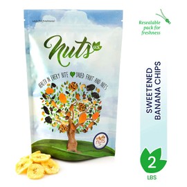 NUTS U.S. - Banana Chips, Dried, Sweetened in Resealable Bag (2 LBS)