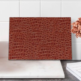 Lunarable Animal Print Cutting Board, Crocodile Skin Designer Purse Shoes Boots Material High Fashion Themed Print Art, Decorative Tempered Glass Cutting and Serving Board, Small Size, Brown