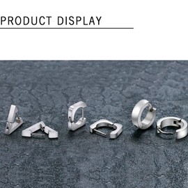 Cupimatch 3 Pairs Stainless Steel Earrings Triangle Round Square Huggie Hoop Earrings Set for Men Women,Silver for Mothers Day