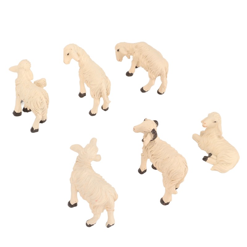 6Pcs Miniature Sheep Figurine Durable Resin Hand Painted UV Protection