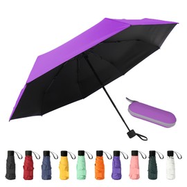 GAOYAING Mini Travel Umbrella Sun&Rain Lightweight Small and Compact Suit for Pocket Parasol with 99% UV Protection for Women Men Kids With Case