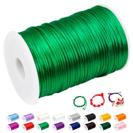 CAMAL 2mm Nylon Cord Bracelet String for Bracelet Making, 109 Yards Chinese Knotting Cord Nylon Thread for Hand Knitting, Bead Cord for Key Chain Decor, Hand Crafts (Grass Green)