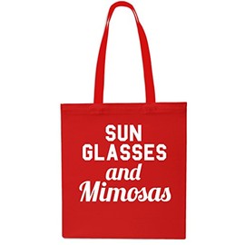 Sunglasses and Mimosas Tote Shopping Gym Beach Bag 42cm x38cm, 10 litres-Small-Red