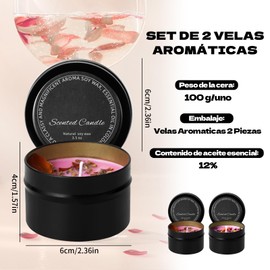 Glitzcharm 2 Piezas Velas Aromaticas Cera de Soja 100 Pura Juego de Velas Aromáticas de Flores Secas Alivio Del Estrés y Relajación Regalo para Navidad,San Valentín,Cumpleaños(Rojo+Rosa)
