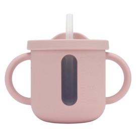 Silicone Sippy Cups Double Handles Lightweight Toddler Training Cup with Tight Leakproof Cover for Home Travelling Pink