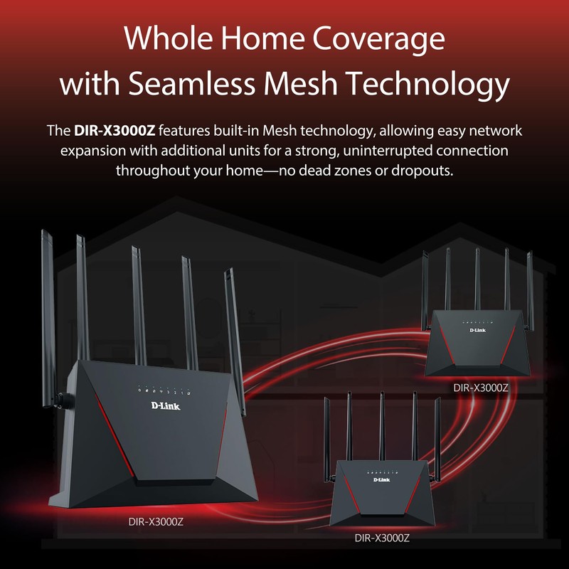 D-Link AX3000 WiFi 6 Router - High-Speed WiFi Router for