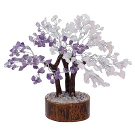 Harmonize Rose Quartz & Amethyst Reiki Healing Stones Tree Spiritual Feng Shui Table Decor