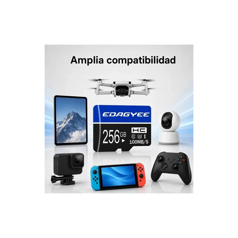 Pack 2 MicroSD EdaGyee de 256 GB Clase 10 U3