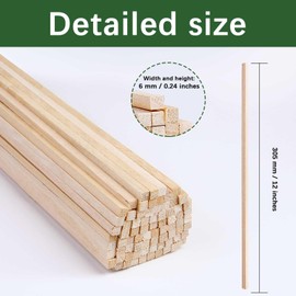 75 Pcs Balsa Wood Sticks 1/4 x 1/4 x 12 Inch balsa Wood Strips Hardwood Square Dowels balsa Unfinished Wooden Strips for Craft DIY Supplies Square Wooden dowels