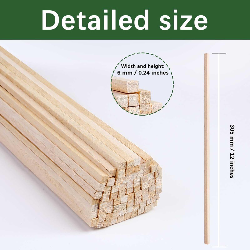 75 Pcs Balsa Wood Sticks 1/4 x 1/4 x 12