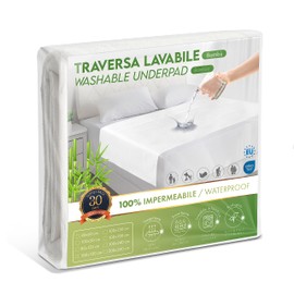 Waterproof Bed Pad: Soft Bamboo and Machine Washable Incontinence Bed Pads. Bed Wetting Sheet for Adults or Children With Incontinence - Potty Training Bed Pads (100x240 cm)