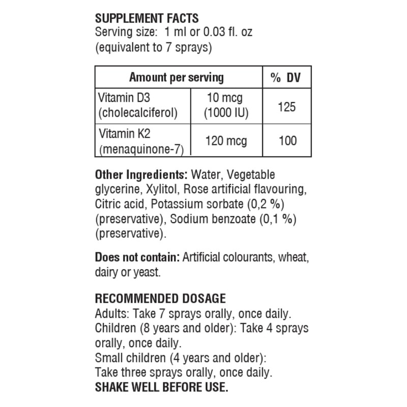 Obel Vitamin D3 and K2 Spray | Bone Maintenance |