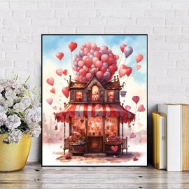 QACEYID Paint by Numbers Valentine's Day for Adults, Acrylic Oil Painting by Numbers Lovers Kits for Beginner with Brushes Art Crafts Canvas for Home Decor 16x20 inch