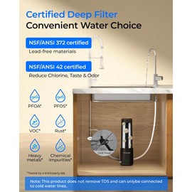 Waterdrop 10UB PRO Under Sink Water Filter, No Drilling Required, Time Reminder, with Brushed Nickel Faucet, Reduces Lead, Chlorine, Bad Taste & Odor, 11000 Gallons, Does not Lower TDS
