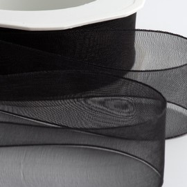 Italian Options Organza Chiffon Ribbon, 25mm x 20 Metre Roll, Black